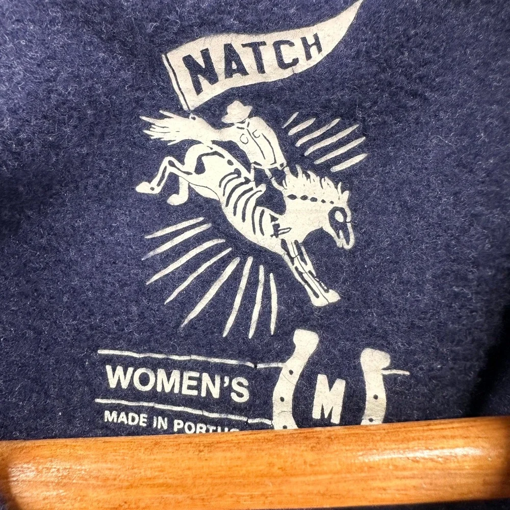 The Natch Stitch Sweatshirt Womens Medium‎ Blue Terry Fleece Crewneck Cozy Comfy